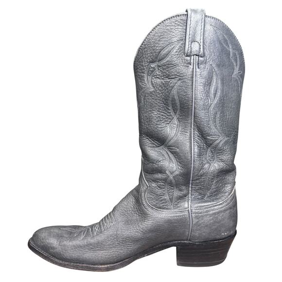 Vintage Dan Post Made in USA Grey Leather Cowboy Boots 11 D main image 4